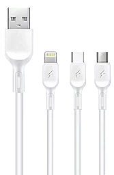 USB Кабель WUW X179 3-in-1 USB to micro/Lightning/Type-C Cable White