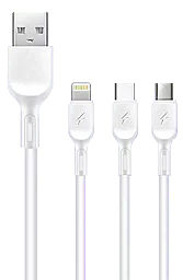 Універсальний кабель WUW X179 3-in-1 USB-A to Type-C/Lightning/micro USB 10w 1м сable White - фото Універсальний кабель WUW X179 3-in-1 USB-A to Type-C/Lightning/micro USB 10w 1м сable White