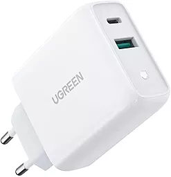 Сетевое зарядное устройство Ugreen CD161 36w PD USB-C/USB-A ports charger white (60468)
