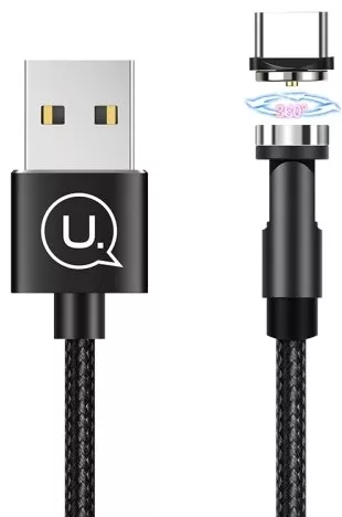 Кабель Usams U59 Rotatable Magnetic USB-A - Type-C 10w 1м cable Black - фото 1
