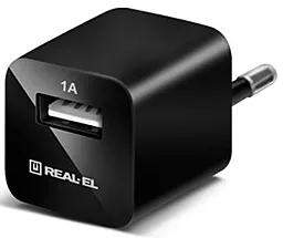 Сетевое зарядное устройство REAL-EL CH-1U 1a home charger black
