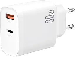 Сетевое зарядное устройство XO QC16 30w PD USB-C/USB-A ports charger white - фото Сетевое зарядное устройство XO QC16 30w PD USB-C/USB-A ports charger white