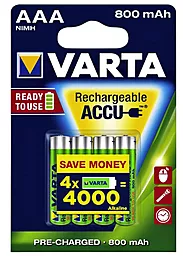 Аккумулятор Varta AAA (R03) Rechargeable Accu (800mAh) Ni-MH 4шт - фото Аккумулятор Varta AAA (R03) Rechargeable Accu (800mAh) Ni-MH 4шт