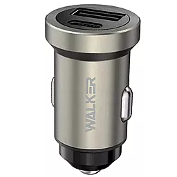 Автомобильное зарядное устройство с быстрой зарядкой Walker WCR-25 36w PD USB-C/USB-A car charger grey - фото Автомобильное зарядное устройство с быстрой зарядкой Walker WCR-25 36w PD USB-C/USB-A car charger grey