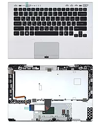 Клавиатура для ноутбука Sony Vaio VPC-SB VPC-SD с топ панелью for fingerprint reader черная/серебристая
