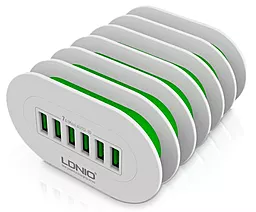 Мережевий зарядний пристрій LDNio A6702 EU 6 USB, 7A White (A6702)