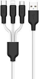 Кабель USB Hoco X21 Plus Silicone 3-in-1 USB to Type-C/Lightning/micro USB cable white