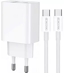 Мережевий зарядний пристрій Jellico C9 18w PD USB-C/USB-A ports charger + USB-C to USB-C cable white