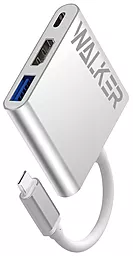 Мультипортовый USB Type-C хаб Walker WHUB-35 3-in-1 gray