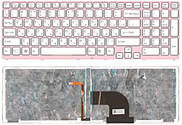 Клавіатура для ноутбуку Sony Vaio SVE17 з підсвіткою Light Pink Frame 007733 біла