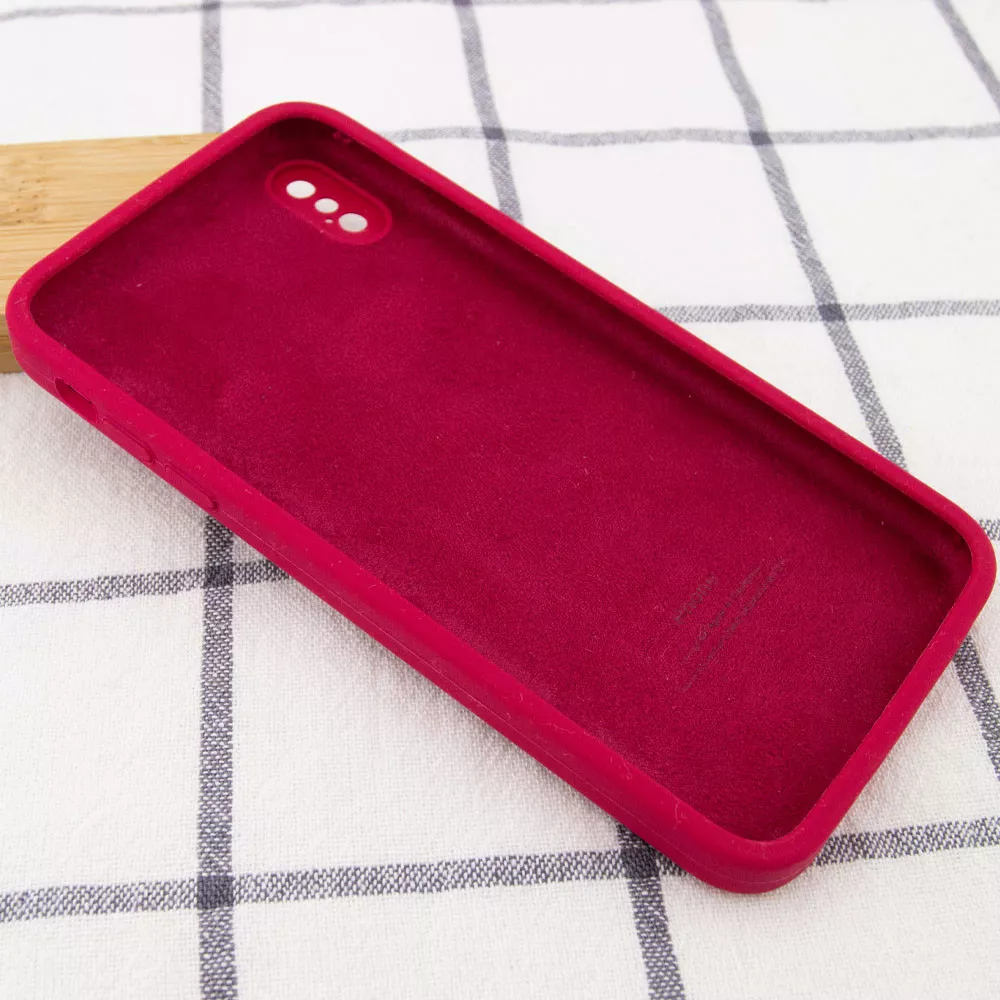 Чехол Silicone Case Full Camera Square для Apple iPhone XS Max  Rose Red - фото 3