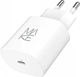 Сетевое зарядное устройство с быстрой зарядкой MAKE 25w GaN3 PD USB-C port charger White (MCW-2511WH) - фото Сетевое зарядное устройство с быстрой зарядкой MAKE 25w GaN3 PD USB-C port charger White (MCW-2511WH)