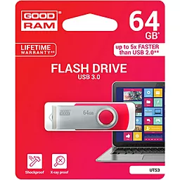 Флешка GooDRam 64GB UTS3 Twister USB 3.0 (UTS3-0640R0R11) Red - миниатюра 3