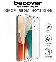 Чохол BeCover для Xiaomi Redmi Note 13 4G Transparancy (710647) - мініатюра 5 Чохол BeCover для Xiaomi Redmi Note 13 4G Transparancy (710647) - мініатюра 5