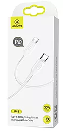USB PD Кабель Usams U43 30W USB Type-C - Lightning Cable White
