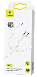 Кабель Usams U43 USB Type-C - Lightning 30w 3a 1.2м PD сable White - фото Кабель Usams U43 USB Type-C - Lightning 30w 3a 1.2м PD сable White