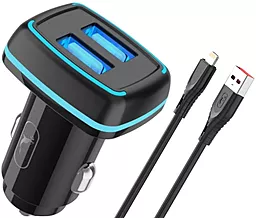 Автомобильное зарядное устройство SkyDolphin SZ18L 15w 2xUSB-A ports car charger + Lightning cable black (AZP-000099) - фото Автомобильное зарядное устройство SkyDolphin SZ18L 15w 2xUSB-A ports car charger + Lightning cable black (AZP-000099)