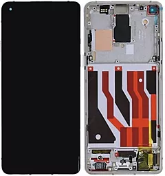 Дисплей OnePlus 8 (IN2010, IN2013) з тачскріном і рамкою, оригінал, Silver