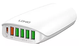 Сетевое зарядное устройство LDNio A6573C 65w PD 5xUSB-A/USB-C ports fast charger white - фото Сетевое зарядное устройство LDNio A6573C 65w PD 5xUSB-A/USB-C ports fast charger white