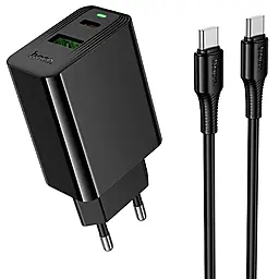 Мережевий зарядний пристрій Hoco CS95A Leader GaN 30w PD/QC3.0 USB-C/USB-A fast charger + USB-C to USB-C cable Black - фото Мережевий зарядний пристрій Hoco CS95A Leader GaN 30w PD/QC3.0 USB-C/USB-A fast charger + USB-C to USB-C cable Black