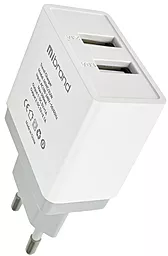 Сетевое зарядное устройство Mibrand MI-02 2.1a 2xUSB-A ports charger white (MIWC/2UW) - фото Сетевое зарядное устройство Mibrand MI-02 2.1a 2xUSB-A ports charger white (MIWC/2UW)