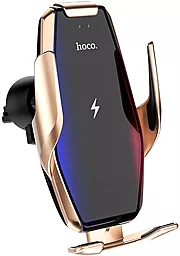 Автотримач з бездротовою зарядкою Hoco S14 + Wireless Charger Gold