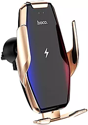 Держатель с беспроводной зарядкой Hoco S14 + Wireless Charger Gold - фото Держатель с беспроводной зарядкой Hoco S14 + Wireless Charger Gold