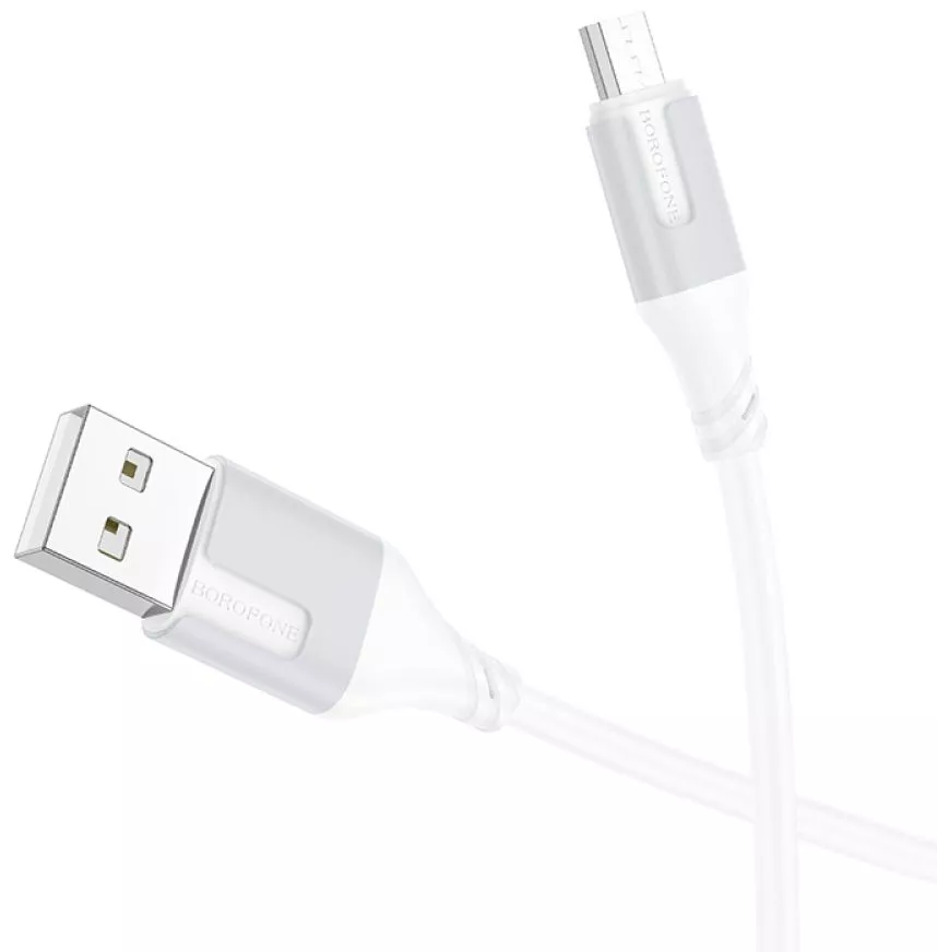 Кабель Borofone BX101 Creator USB-A - micro USB 12w 2.4a 1м cable White - фото 2