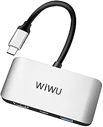 Мультипортовый USB Type-C хаб WIWU Alpha C2H 3-in-1 silver - фото Мультипортовый USB Type-C хаб WIWU Alpha C2H 3-in-1 silver