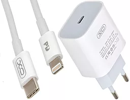 Сетевое зарядное устройство с быстрой зарядкой XO L40 18w PD USB-C home charger + USB-C to Lightning cable white - фото Сетевое зарядное устройство с быстрой зарядкой XO L40 18w PD USB-C home charger + USB-C to Lightning cable white
