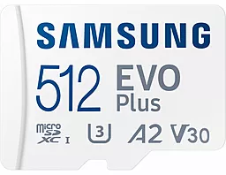 Карта пам'яті Samsung microSDXC EVO Plus 512GB UHS-I U3 V30 A2 Class 10 + SD-adapter (MB-MC512KA/RU)