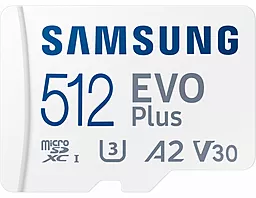 Карта пам'яті Samsung microSDXC EVO Plus 512GB UHS-I U3 V30 A2 Class 10 + SD-adapter (MB-MC512KA/RU) - фото Карта пам'яті Samsung microSDXC EVO Plus 512GB UHS-I U3 V30 A2 Class 10 + SD-adapter (MB-MC512KA/RU)