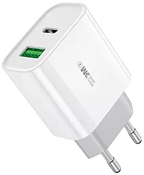 Сетевое зарядное устройство WK Design Maxspeed 20w PD USB-C/USB-A ports fast charger white (WP-U53-WH)