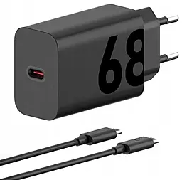 Сетевое зарядное устройство Motorola 68W PD USB-C fast charger + USB-C to USB-C cable black (MC-682N) - фото Сетевое зарядное устройство Motorola 68W PD USB-C fast charger + USB-C to USB-C cable black (MC-682N)