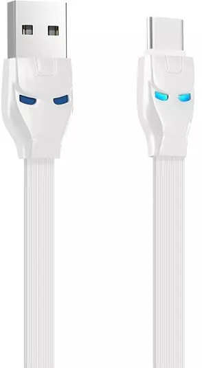 Кабель Hoco U14 Steel man USB-A - Type-C 12w 2.4a 1.2м cable White - фото 1