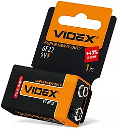 Батарейки Videx 6F22/9V (Крона) 1шт SHRINK CARD