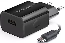 Мережевий зарядний пристрій REAL-EL with 10.5W 2.1A USB-A + MicroUSB Cable Black