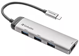 USB Type-C хаб (концентратор) Verbatim USB-C/4хUSB3.0 Silver/Black (49147)