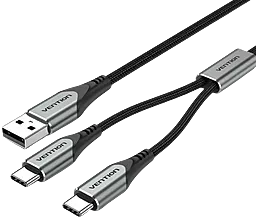 USB Кабель Vention Wekome 25w 3a 2-in-1 USB to USB Type-C/Type-C cable  grey (CQOHF)
