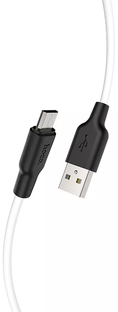 Кабель Hoco X21 Plus Silicone USB-A - micro USB 12w 2.4a 1м cable Black/White - фото 3