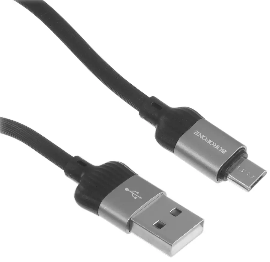 Кабель Borofone BX28 Dignity USB-A - micro USB 12w 2.4a 1м cable Gray/Black - фото 3
