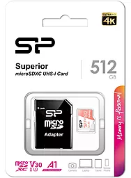 Карта пам'яті Silicon Power 512 GB microSDXC UHS-I (U3) V30 A1 V30 Superior + SD adapter (SP512GBSTXDV3V20SP) - мініатюра 3