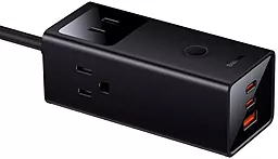 Сетевое зарядное устройство Baseus 40w 2xUSB-C/USB-A ports fast charger + 3 socket black (PSLA010201) - фото Сетевое зарядное устройство Baseus 40w 2xUSB-C/USB-A ports fast charger + 3 socket black (PSLA010201)