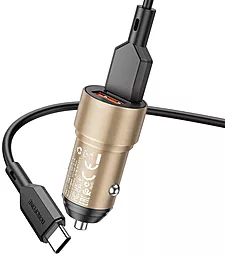 Автомобільний зарядний пристрій Borofone BZ19 Wisdom 12W 2.4A 2xUSB-A + USB-C Cable Gold - мініатюра 2