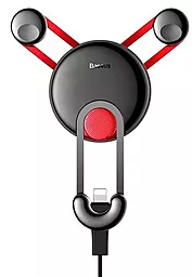 Держатель с автозажимом Baseus YY Vehicle-Mounted Phone Charging Holder With Lightning Cable Red (SULYY-09) - фото Держатель с автозажимом Baseus YY Vehicle-Mounted Phone Charging Holder With Lightning Cable Red (SULYY-09)
