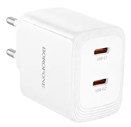 Сетевое зарядное устройство Borofone BN31 45w PD GaN 2xUSB-C ports charger white - фото Сетевое зарядное устройство Borofone BN31 45w PD GaN 2xUSB-C ports charger white