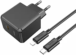 Мережевий зарядний пристрій Hoco CS13A 20w PD USB-C + USB-C/lightning cable home charger black