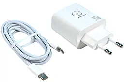 Мережевий зарядний пристрій WUW T84 30w PD USB-C fast charger + USB-C to USB-C cable white - фото Мережевий зарядний пристрій WUW T84 30w PD USB-C fast charger + USB-C to USB-C cable white