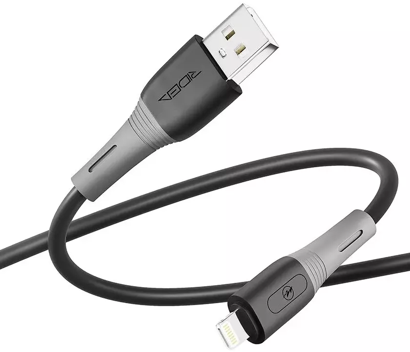 Кабель Ridea RC-M133 Spring USB-A - Lightning 12w 2.4a 1м cable Black - фото 2