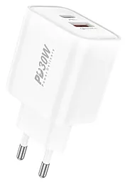 Сетевое зарядное устройство Foneng EU52 30w PD USB-C/USB-A ports charger white (EU52-CH) - фото Сетевое зарядное устройство Foneng EU52 30w PD USB-C/USB-A ports charger white (EU52-CH)